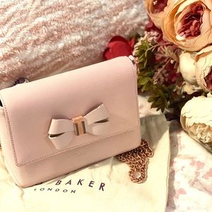 Ted baker gold tone chain leather bag